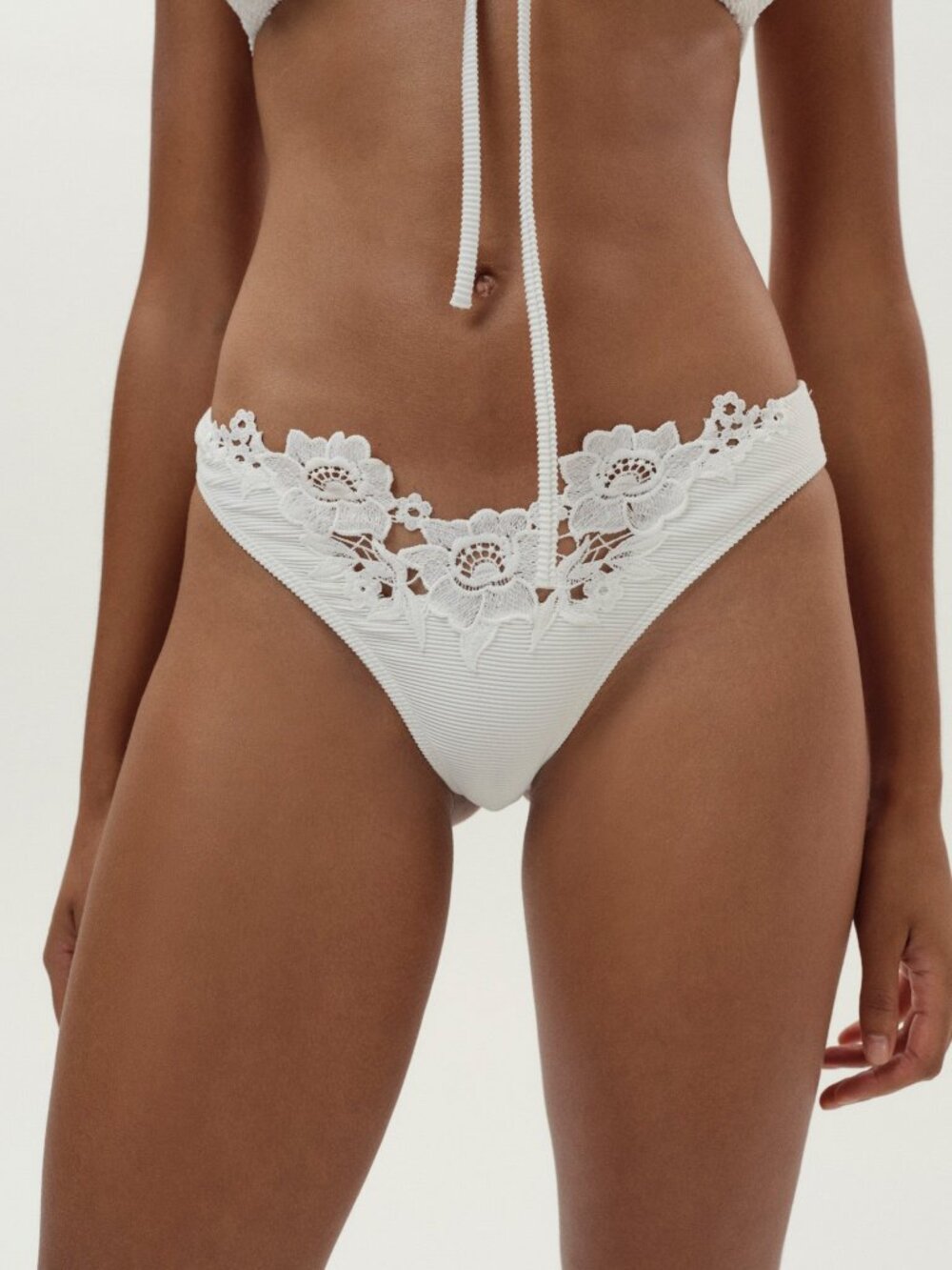 For Love and Lemons Lelani Bikini Bottom White L NWT